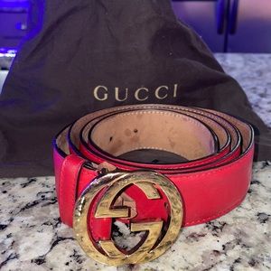 Authentic Red Gucci Belt